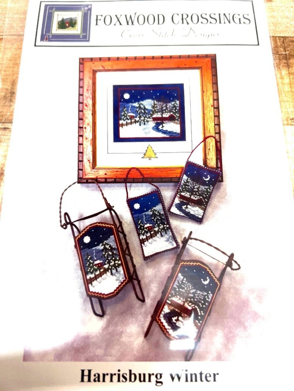 Foxwood Crossings Harrisburg Winter Cross Stitch Pattern Framed Picture & Orname